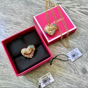 Juicy Couture Heart Flower Ring Necklace Set